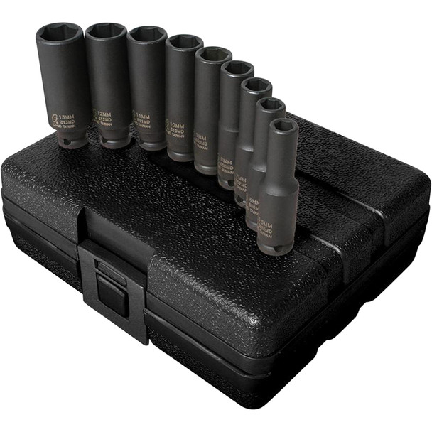 1/4" Drive Metric Deep Impact Socket Set, 9 Pc. 1812