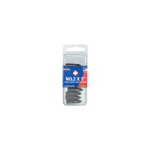 No. 2 x 1" Phillips Insert Bit, 10 Pack 18210-10