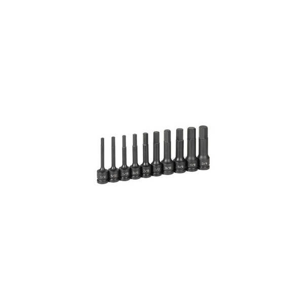 10-Piece 1/2 in. Drive SAE 4 in. Extended Length Hex Impact Drive Socket Set 1340H