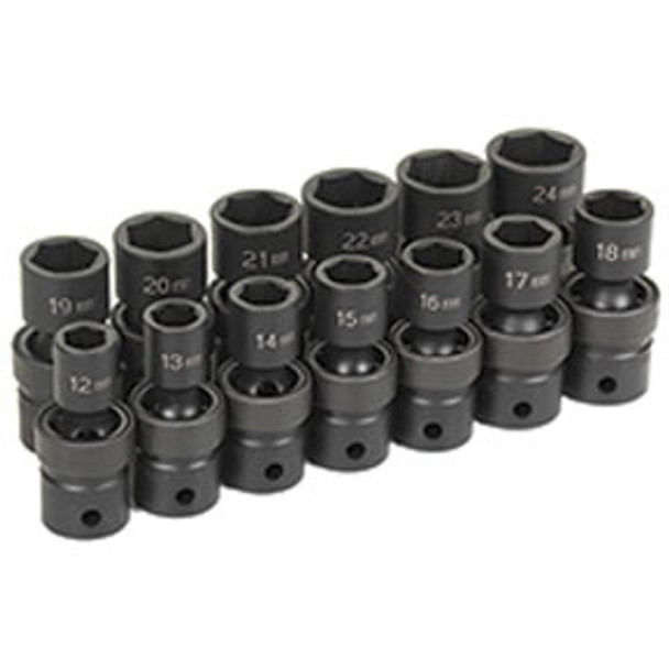 13 Pc. 1/2" Drive 6 Point Metric Universal Socket Set 1313UM