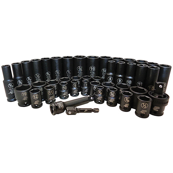 43 Pc. 3/8" Drive 6 Point SAE and Metric Standard and Deep Impact Socket Set 4601A
