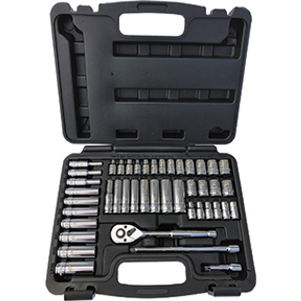 44 Pc. 1/4" Drive 6 Point SAE and Metric Pro Socket Set 1200 44 Pc. 1/4" Drive 6 Point SAE and Metric Pro Socket Set 1200