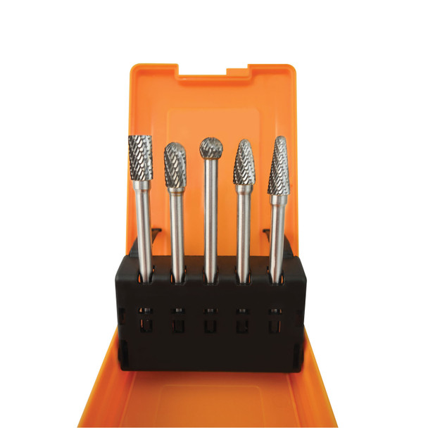 5 Pc. 1/4" x 4.5"  Double Cut  Carbide Burr Set 2185