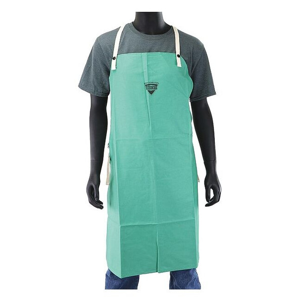 FR Welding Apron, Sateen, 9 oz, 36 in Length, Green, 24" x 36