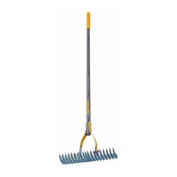 14-1/4 in Steel Thatching Rake, 19 Tines, 54 in L Wood Handle