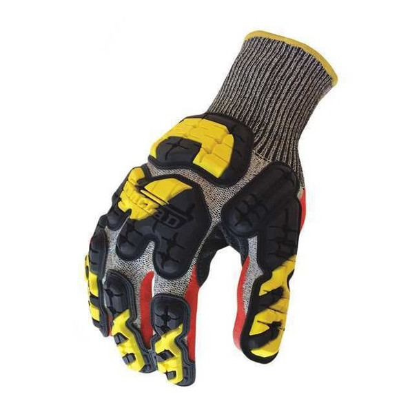 Impact Gloves, XL, Gray/Red/Hi-Vis Yllw, PR