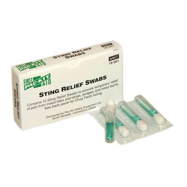 First Aid Only Bite/Sting Relief,0.081oz,Swab,PK10 19-001