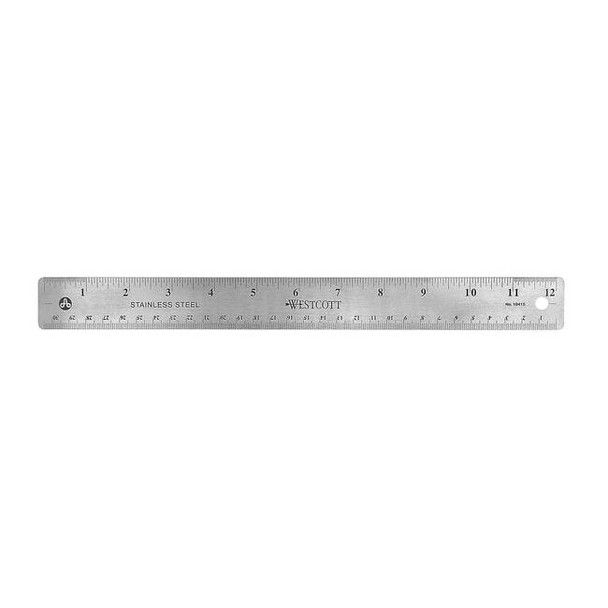 Westcott Ruler,Stainless Steel,12 In 10415