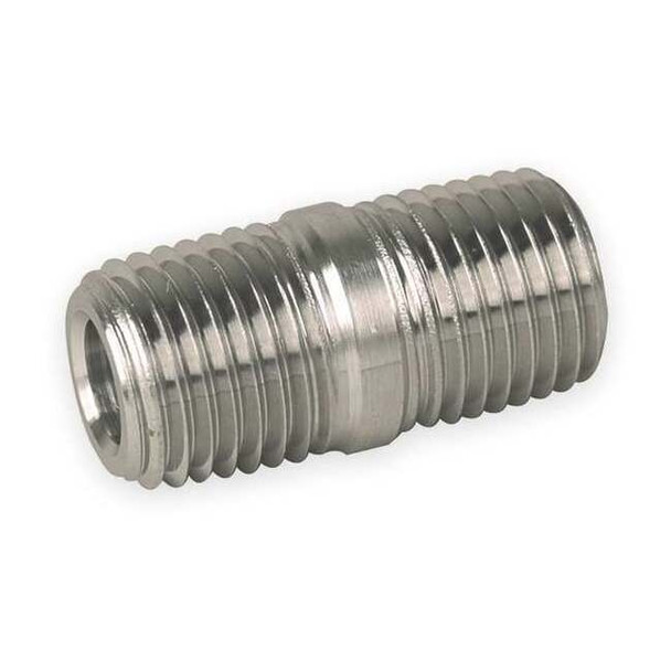 Parker 1/4" MNPT x 1-1/8" TBE Stainless Steel Close Pipe Nipple 4-4 MCN-SS
