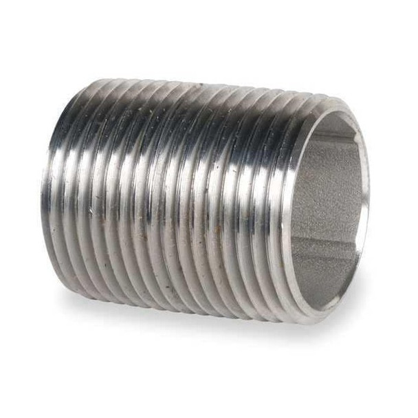 3/8" MNPT x 1" TBE Stainless Steel Close Pipe Nipple Sch 40