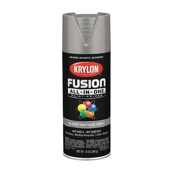 Rust Preventative Spray Paint, Vintage Gray, Gloss, Solvent, 12 oz