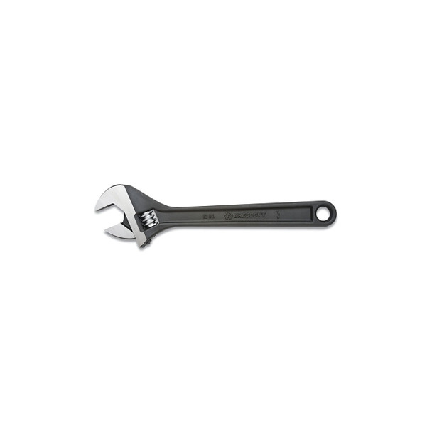 Black Oxide Adjustable Wrench, Polished Face, 12 in Overall L, 1.5 in Opening, SAE/Metric