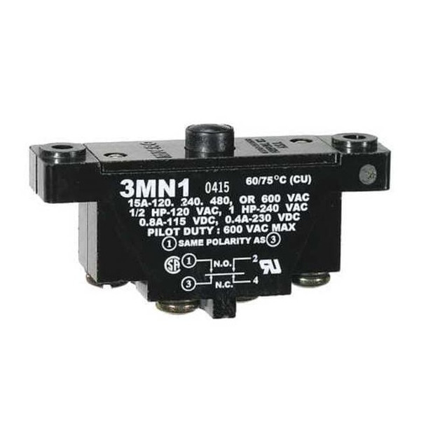 Snap Action Switch - DPDT, Pin Plunger, 15A, Phenolic Body, 3MN Series