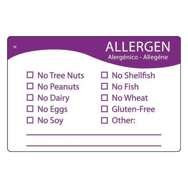 Daymark Allergen Label,Purple/White N/A