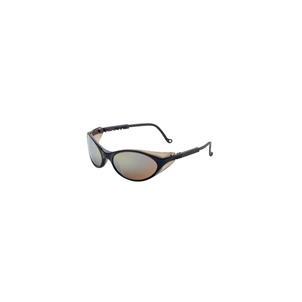 Ultra-Dura Anti Scratch Protective Eyewear, Gold Mirror Lens Tint, Black Frame S1604
