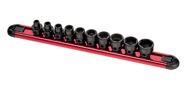 10Pc 3/8" Dr Low Profile Impact Socket Set wHex Shank SAE 3363