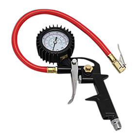 EXELAIR Analog Pistol Grip Tire Inflator/Deflator Gauge - 13" Air Hose and Easy-Clip Chuck EX0500P