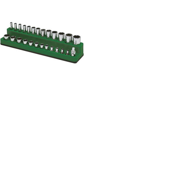 1/4" Dr Shallow/Deep 26-Hole Magnetic Socket Organizer, Dark Green 726