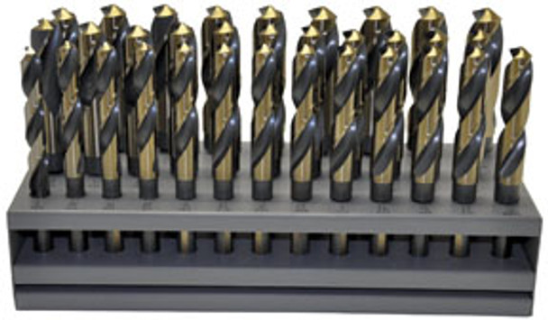 KnKut 33 Piece S&D 1/2" Reduced Shank Drill Bit Set 1/2"-1" by 64ths 33KK12