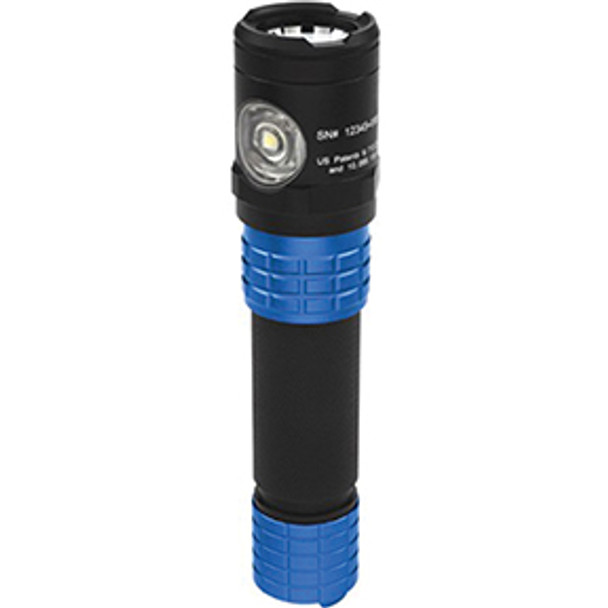 Metal Dual-Light Rechargeable Flashlight w/Holster - Blue USB-578XL-BL