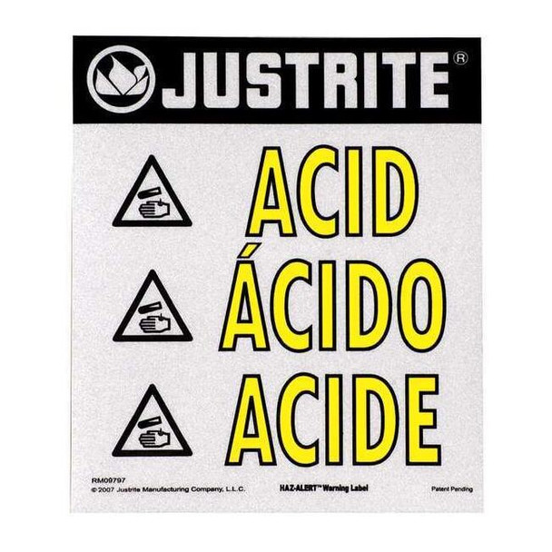 Justrite Safety Cabinet Label,11 in x 12 in,Paper 29006