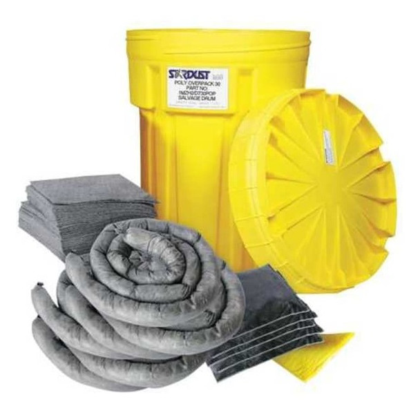 Spill Kit, 14 gal Volume Absorbed per Kit, 20 gal Capacity, Drum, Yellow, 34