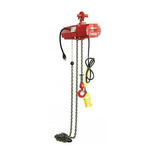 Electric Chain Hoist, 300 lb, 15 ft, Hook Mounted - No Trolley, 115V AC, Red