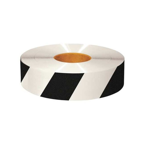 Mighty Line Floor Marking Tape, Rubber, No Legend, Black, White, 3 in W. 3RWCHV