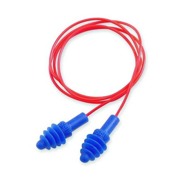 AirSoft Reusable Corded Ear Plugs, Flanged Shape, NRR 27 dB, M, Blue, 100PK