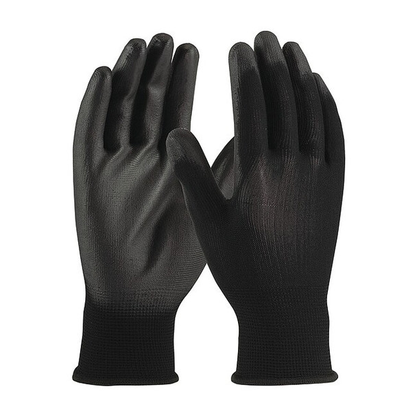 Coated Gloves, Polyurethane, Smooth, Palm, 1 Abrasion Level, Black, XS (6) 12 PK