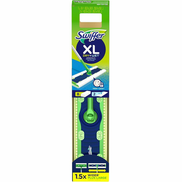 Swiffer XL Dry+Wet Sweeping Kit - Blue, Green - 1 Carton