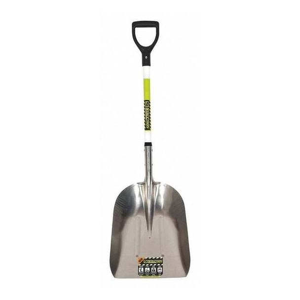 No. 12 14 ga Scoop Shovel, Aluminum Blade, 29 in L, Black/Hi-Visibility Green