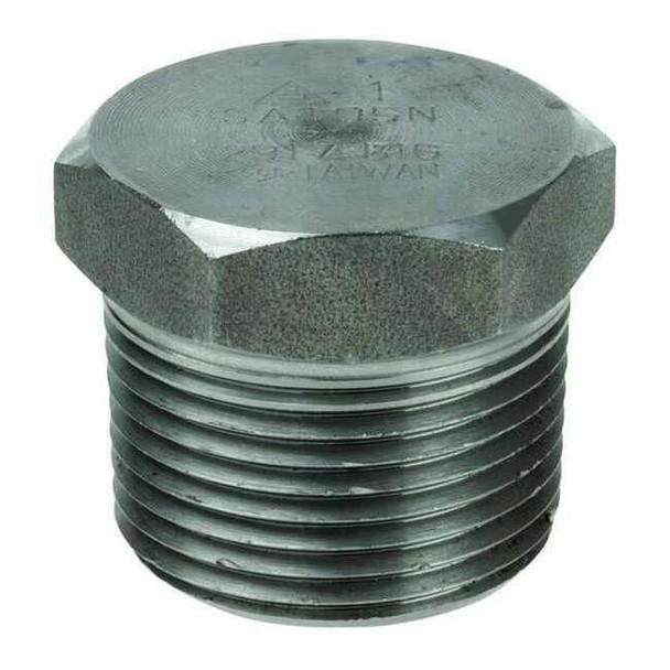 1 in MNPT 304 Stainless Steel Hex Head Plug, Class 3000, ASTM A182, ASME B16.11