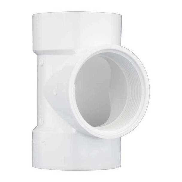 PVC Flush Clean Out Tee, FNPT x Hub x Hub, 3 in Pipe Size
