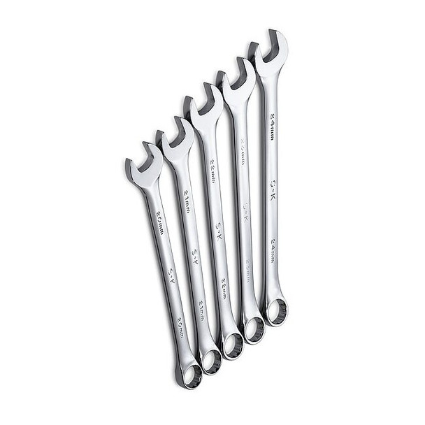 Sk Professional Tools Combo Wrench Set, Long, Chrome, 20-24mm, 5Pc 86041