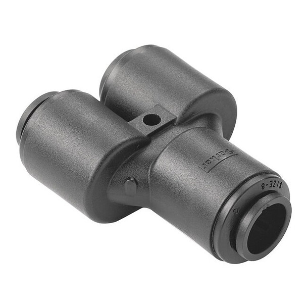 Parker Push-Fit Union Fitting, 3/8 in x 1/4 in Tube Size, PVDF, Black 362PW-4-6