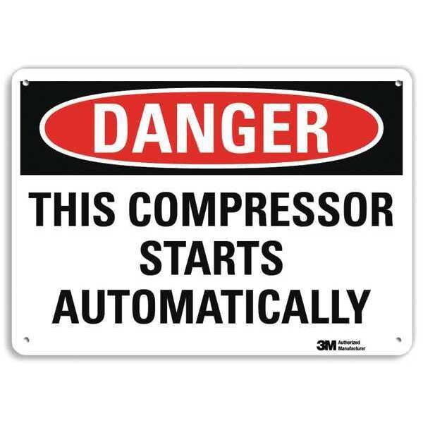 Danger Sign, 10 in Height, 14 in Width, Aluminum, Vertical Rectangle, English