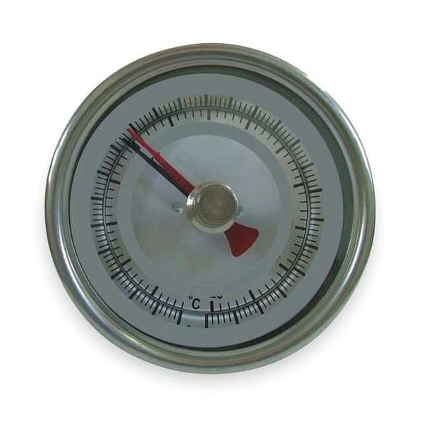 Maximum/minimum bimetal thermometer, range 0 to 200 Degrees F, 6" stem.