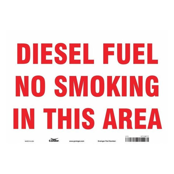 No Smoking Sign, 10" H, 14 in W, Vinyl, Horizontal Rectangle, English, 473N77