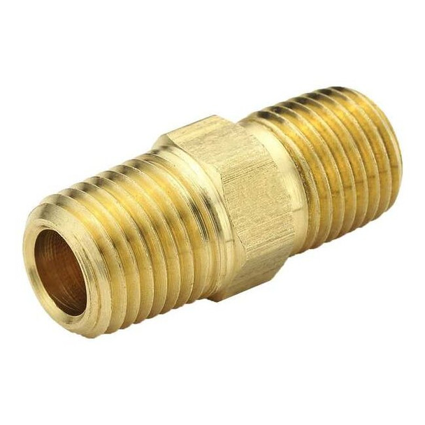 Parker Hex Nipple Brass Hex Nipple, 3/8 in Male NPT X 3/8 in Male NPT 216P-6
