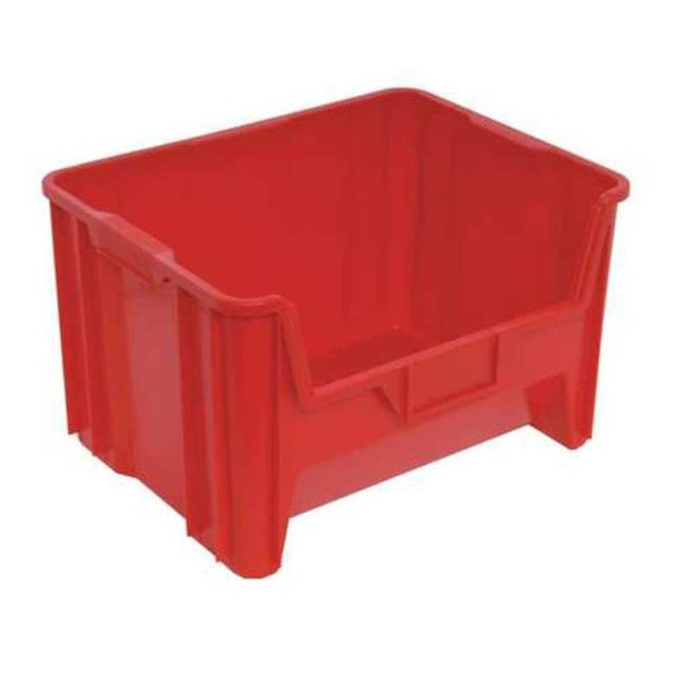 Storage Bin, Polyethylene, Red, 12 1/2 in H, 19 7/8 in W, 15 1/4 in L