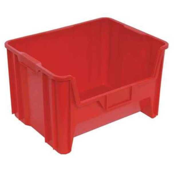 Storage Bin, Polyethylene, Red, 12 1/2 in H, 19 7/8 in W, 15 1/4 in L