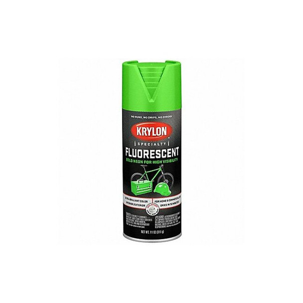 Krylon Spray Paint, Flourescent Green, Gloss, Solvent, 11 oz K03106888
