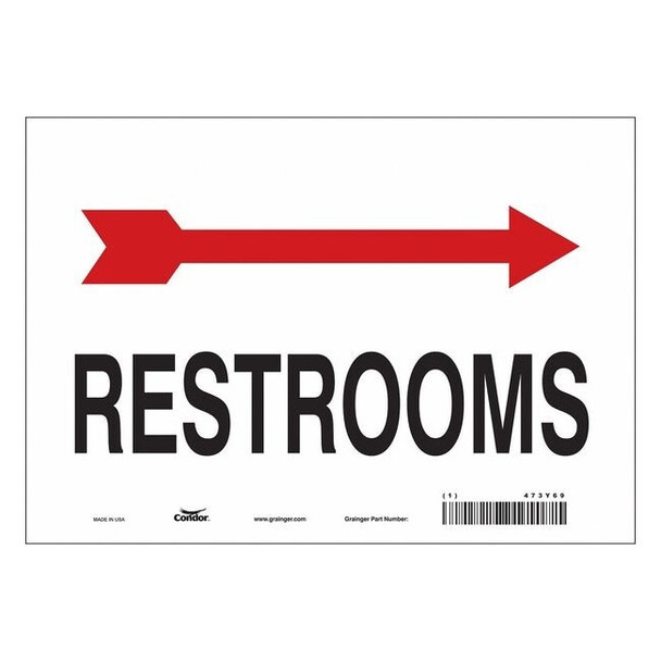 Condor RESTROOMS, 10 in W x 7 in H, Vertical Rectangle, Vinyl, 473Y69 473Y69