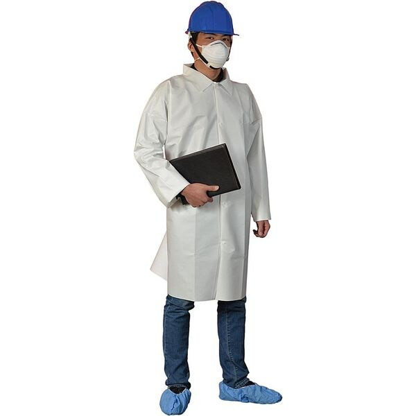 Condor Disposable Lab Coat, Microporous Film Laminate, Snaps Closure, White, 2XL