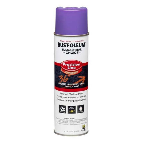 Precision Line Marking Paint, Inverted, Fluorescent Purple, 17 oz