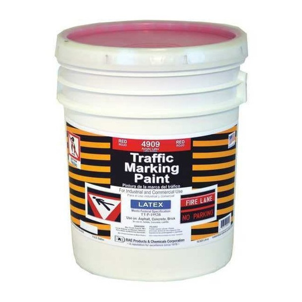 Rae Traffic Zone Marking Paint, 5 gal., Red, Latex Acrylic -Based 4909-05