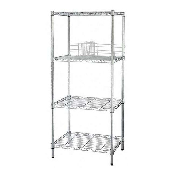 Wire Shelving Unit, 18"D x 60"W x 63"H, 4 Shelves, Chrome