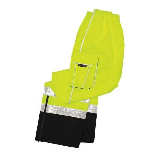 Rain Pants, Polyester, 30 in Inseam, Pull On Closure, Green, Size XL