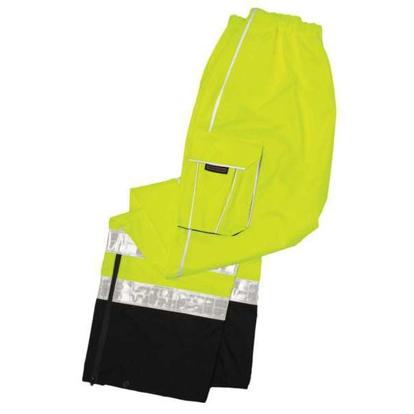 Rain Pants, Polyester, 32 in Inseam, Pull On Closure, Green, Size 5XL